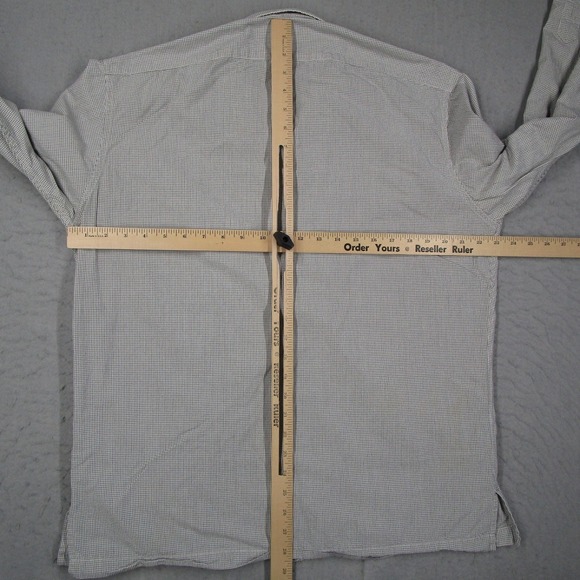 Polo Ralph Lauren Clarence Sport Mens Medium Check Popover Shirt Black White Y2K - Picture 4 of 9